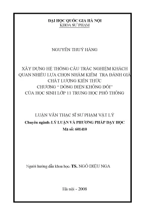 Hệ thống câu trắc nghiệm khách quan cho chương dòng điện