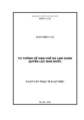 Hạn Chế Lạm Dụng Quyền Lực Nhà Nước: Tư Tưởng và Thực Tiễn