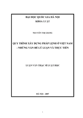 Quy trình xây dựng pháp lệnh ở Việt Nam: Vấn đề lý luận