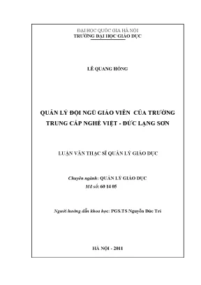 Quản lý đội ngũ giáo viên tại Trường Trung cấp nghề Việt