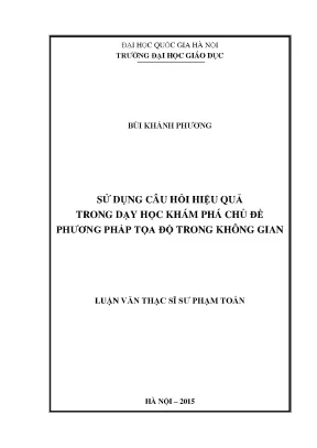 Câu Hỏi Hiệu Quả Trong Dạy Học Khám Phá Phương Pháp Tọa