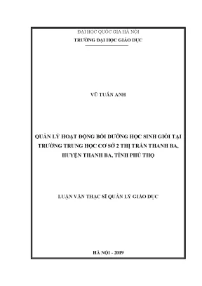 Quản Lý Hoạt Động Bồi Dưỡng Học Sinh Giỏi Tại Trường