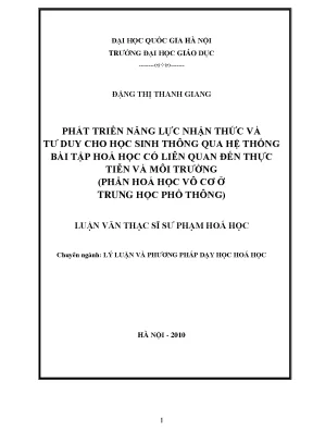 Phát Triển Năng Lực Nhận Thức và Tư Duy cho Học Sinh Qua 
