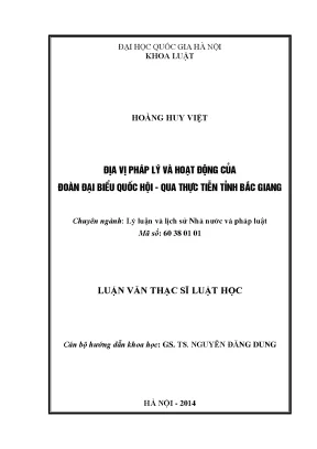 Địa Vị Pháp Lý và Hoạt Động của Đoàn Đại Biểu Quốc Hội