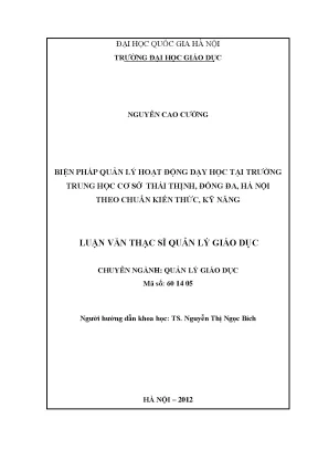 Quản lý hoạt động dạy học tại trường THCS Thái Thịnh,