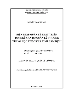 Biện Pháp Quản Lý Phát Triển Đội Ngũ Cán Bộ Quản Lý