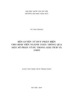 Rèn Luyện Tư Duy Phản Biện Cho Sinh Viên Toán Qua Phản