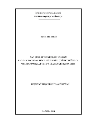 Vận Dụng Lí Thuyết Liên Văn Bản Trong Dạy Học Đoạn Trích