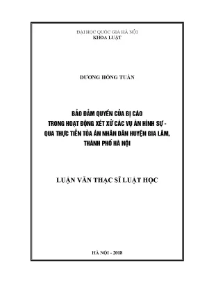 Bảo Đảm Quyền Bị Cáo Trong Xét Xử Hình Sự Tại Tòa Án
