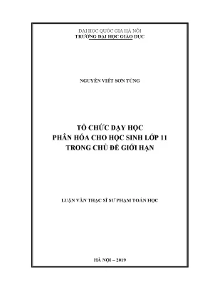 Dạy Học Phân Hóa Cho Học Sinh Lớp 11 Trong Chủ Đề Giới Hạn