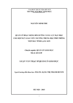 Quản lý bồi dưỡng năng lực dạy học cho giáo viên THPT