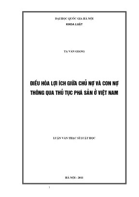 Điều Hòa Lợi Ích Giữa Chủ Nợ và Con Nợ Qua Thủ Tục Phá