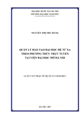 Quản Lý Đào Tạo Đại Học Từ Xa Trực Tuyến Tại Viện Đại