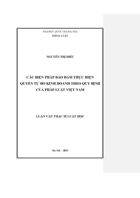 Các Biện Pháp Bảo Đảm Quyền Tự Do Kinh Doanh Theo Pháp