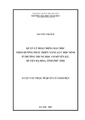 Quản Lý Hoạt Động Dạy Học Phát Triển Năng Lực Học Sinh