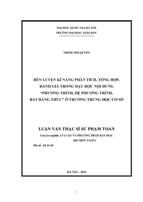 Rèn Luyện Kỹ Năng Phân Tích và Đánh Giá Trong Dạy Học