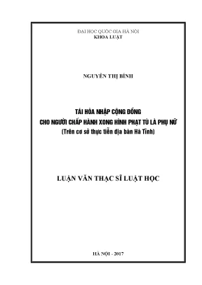 Tái Hòa Nhập Cộng Đồng Cho Phụ Nữ Chấp Hành Xong Hình