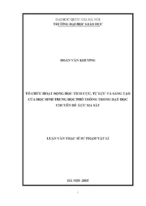 Tổ Chức Hoạt Động Học Tích Cực Trong Dạy Học Lực Ma Sát