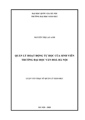 Quản Lý Hoạt Động Tự Học Của Sinh Viên Tại Trường Đại