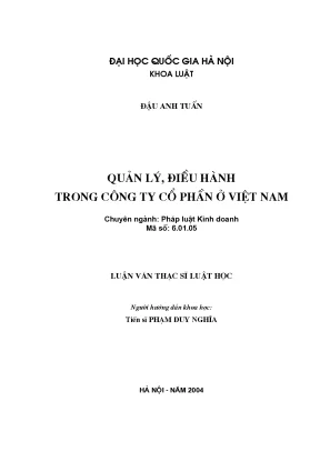 Quản lý và điều hành công ty cổ phần tại Việt Nam: Thực 