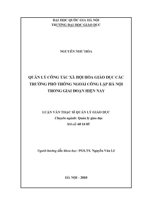 Quản lý xã hội hóa giáo dục tại các trường phổ thông