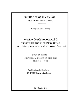 Đổi mới quản lý chất lượng tại trường đại học sư phạm kỹ