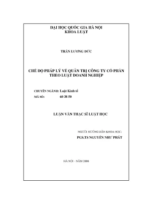 Chế Độ Pháp Lý Quản Trị Công Ty Cổ Phần Theo Luật Doanh