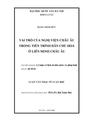 Vai trò của Nghị viện Châu Âu trong tiến trình dân chủ