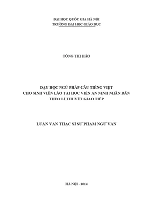 Dạy Ngữ Pháp Tiếng Việt Cho Sinh Viên Lào Theo Lí Thuyết