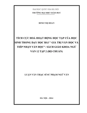 Tích Cực Hóa Hoạt Động Học Tập Trong Dạy Học Văn Học 12