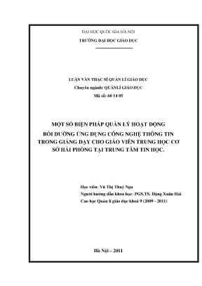 Biện Pháp Quản Lý Hoạt Động Bồi Dưỡng Ứng Dụng CNTT Cho