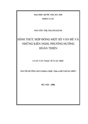 Hợp Đồng Dân Sự: Vấn Đề và Kiến Nghị Hoàn Thiện