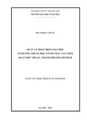 Quản lý hoạt động dạy học tại trường THCS Châu Văn Liêm,