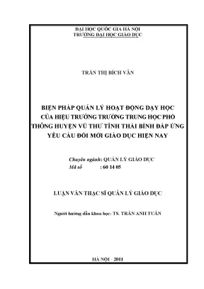 Biện Pháp Quản Lý Hoạt Động Dạy Học Tại Trường THPT