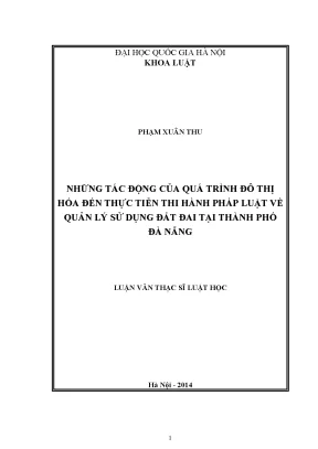 Tác Động Của Đô Thị Hóa Đến Quản Lý Đất Đai Tại Đà Nẵng