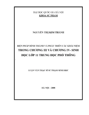Biện Pháp Hình Thành và Phát Triển Khái Niệm Sinh Học Lớp 11