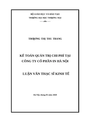 Kế Toán Quản Trị Chi Phí Tại Công Ty Cổ Phần In Hà Nội