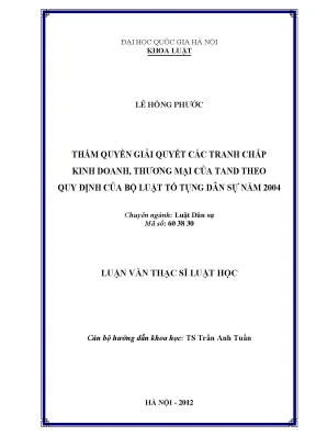Thẩm quyền giải quyết tranh chấp kinh doanh thương mại