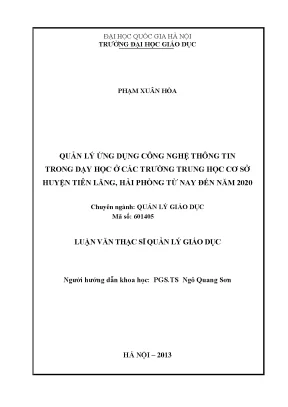 Quản lý ứng dụng công nghệ thông tin trong dạy học tại
