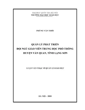 Quản Lý Phát Triển Đội Ngũ Giáo Viên Trung Học Phổ Thông