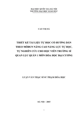 Thiết Kế Tài Liệu Tự Học Môn Hóa Học Đại Cương Cho Học