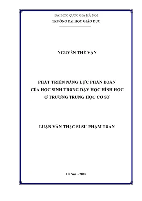 Phát Triển Năng Lực Phán Đoán Trong Dạy Học Hình Học Ở