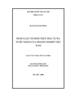 Nghiên cứu pháp luật về đầu tư ra nước ngoài của doanh