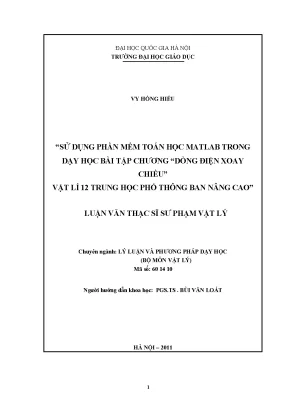 Ứng Dụng MATLAB Trong Dạy Học Vật Lý 12: Giải Bài Tập