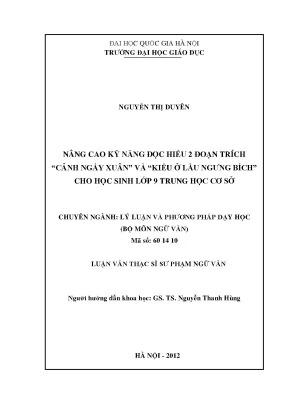 Nâng cao kỹ năng đọc hiểu cho học sinh lớp 9 qua "Cảnh 