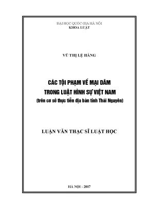 Nghiên cứu tội phạm mại dâm trong luật hình sự Việt Nam