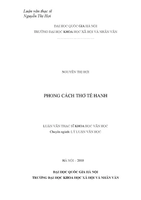 Phong Cách Thơ Tế Hanh: Nghiên Cứu và Phân Tích