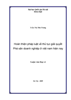 Hoàn thiện pháp luật về thủ tục giải quyết phá sản doanh