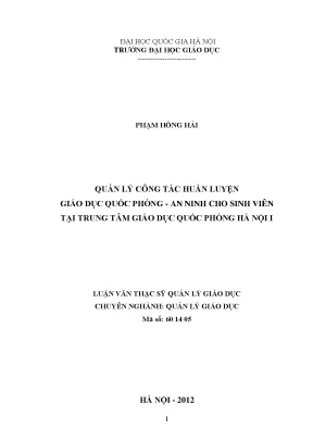 Quản lý huấn luyện giáo dục quốc phòng cho sinh viên tại