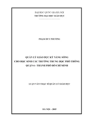 Quản Lý Giáo Dục Kỹ Năng Sống Cho Học Sinh Trung Học Phổ